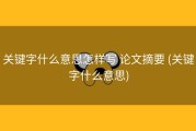 关键字什么意思怎样写 论文摘要 (关键字什么意思)