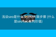 浅谈seo是什么及优化大致步骤 (什么是seo seo有何价值)