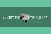seo推广步骤 (seo推广效果怎么样)
