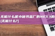 无能什么呢 小秘书 蓝厂的NEX 3的 (无能什么?)
