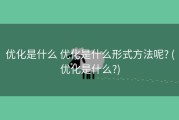优化是什么 优化是什么形式方法呢? (优化是什么?)