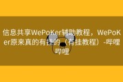信息共享WePoKer辅助教程，WePoKer原来真的有挂的（有挂教程）-哔哩哔哩