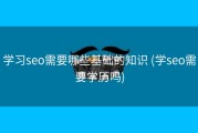 学习seo需要哪些基础的知识 (学seo需要学历吗)
