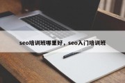 seo培训班哪里好，seo入门培训班