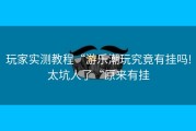 玩家实测教程“游乐潮玩究竟有挂吗!太坑人了“原来有挂