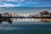 word页面高度和宽度怎样设置 (word页面怎么恢复正常大小)
