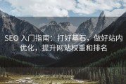SEO 入门指南：打好基石，做好站内优化，提升网站权重和排名