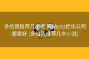 多给我推荐几个吧 网站seo优化公司哪家好 (多给我推荐几本小说)