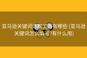 亚马逊关键词选取工具有哪些 (亚马逊关键词怎么填写?有什么用)