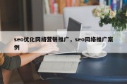 seo优化网络营销推广，seo网络推广案例