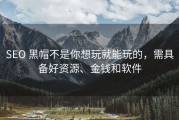SEO 黑帽不是你想玩就能玩的，需具备好资源、金钱和软件