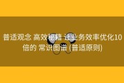 普适观念 高效秘籍 让业务效率优化10倍的 常识图谱 (普适原则)