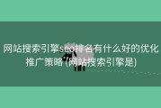 网站搜索引擎seo排名有什么好的优化推广策略 (网站搜索引擎是)