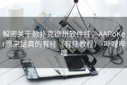 解密关于微扑克德州软件挂，AAPoKer原来是真的有挂（有挂教程）-哔哩哔哩