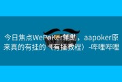 今日焦点WePoKer辅助，aapoker原来真的有挂的（有挂教程）-哔哩哔哩