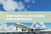 手机开发者形式关上有什么危害吗 (手机开发者形象怎么弄)