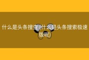 什么是头条搜查 (什么是头条搜索极速版呢)