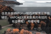 信息共享WePoKer技巧详解用挂开挂辅助，AAPOKER原来是真的有挂的（有挂教程）-哔哩哔哩