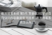 截流猎客系统 第5节 零基础3招学会百度SEO内容霸屏截流技术 (截流猎客系统怎么样)