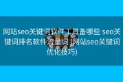 网站seo关键词软件工具备哪些 seo关键词排名软件流量词 (网站seo关键词优化技巧)