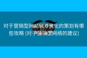 对于营销型网站SEO优化的策划有哪些攻略 (对于营销型网络的建议)