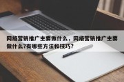 网络营销推广主要做什么，网络营销推广主要做什么?有哪些方法和技巧?