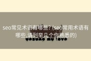 seo常见术语有哪些? (seo常用术语有哪些,请列举几个你熟悉的)