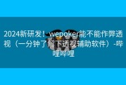 2024新研发！wepoker能不能作弊透视（一分钟了解下透视辅助软件）-哔哩哔哩
