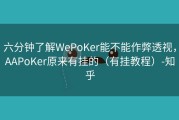 六分钟了解WePoKer能不能作弊透视，AAPoKer原来有挂的（有挂教程）-知乎