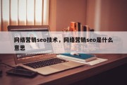 网络营销seo技术，网络营销seo是什么意思