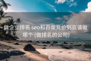 做企业排名 seo和百度竞价到底该做哪个 (做排名的公司)