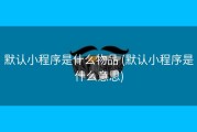 默认小程序是什么物品 (默认小程序是什么意思)