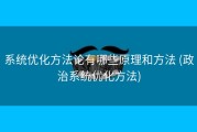 系统优化方法论有哪些原理和方法 (政治系统优化方法)