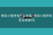 微信小程序有什么性能 (微信小程序有安全隐患吗)