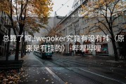 总算了解,!wepoker究竟有没有挂（原来是有挂的）-哔哩哔哩
