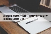 职业网络营销推广代理，这样的推广公司,才叫专业网络营销公司