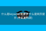 什么是keyword关键字 什么是网页提升 (什么是科研)