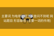 主要词 为啥用站短工具查问不到呢 网站题目 形容都有 (主要一词的作用)