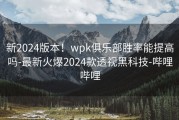 新2024版本！wpk俱乐部胜率能提高吗-最新火爆2024款透视黑科技-哔哩哔哩