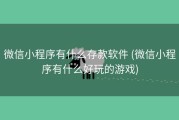 微信小程序有什么存款软件 (微信小程序有什么好玩的游戏)