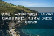 总算明白!WePoKer辅助挂，AAPoKer原来是真的有挂，详细教程（有挂助手）-哔哩哔哩