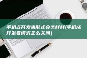 手机成开发者形式会怎样样 (手机成开发者模式怎么关闭)