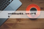 sem投放app优化，sem seo 优化
