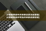 计算机网络中 共享的资源关键是指 (计算机网络中可以共享的资源包括)