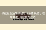 导航栏左边的按钮怎样设置 微信小程序开发 (导航栏在左边)
