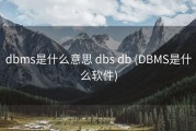 dbms是什么意思 dbs db (DBMS是什么软件)