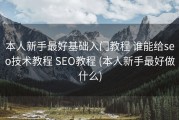 本人新手最好基础入门教程 谁能给seo技术教程 SEO教程 (本人新手最好做什么)
