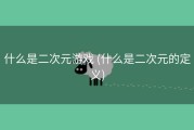 什么是二次元游戏 (什么是二次元的定义)
