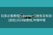 玩家必看教程!wepoker究竟有没有挂!(透视)2024版教程,哔哩哔哩