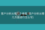 客户分析从哪几个维度 (客户分析从哪几方面进行怎么写)